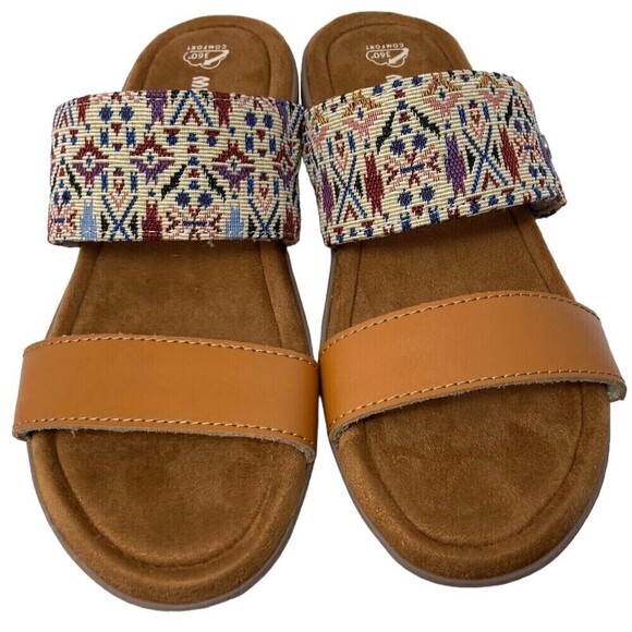 Minnetonka Sabina Women's Size 8 M Slide Sandals Shoes Tan Multicolor - Picture 5 of 11